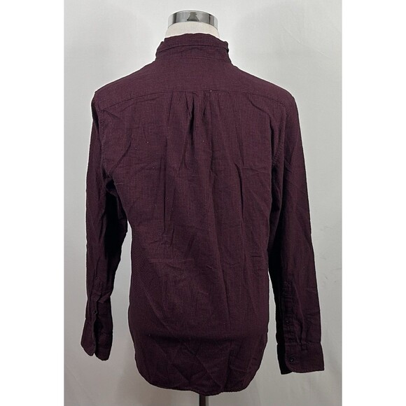 J Crew Medium Classic Fit Brushed Twill Shirt Red Black Houndstooth Cotton - Picture 5 of 5